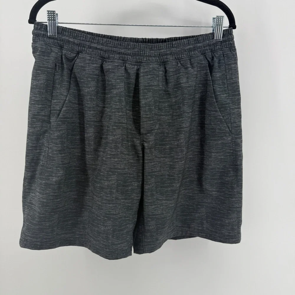 The Normal Brand Mens Space Dye Active Shorts Charcoal Grey Lined Large 1224